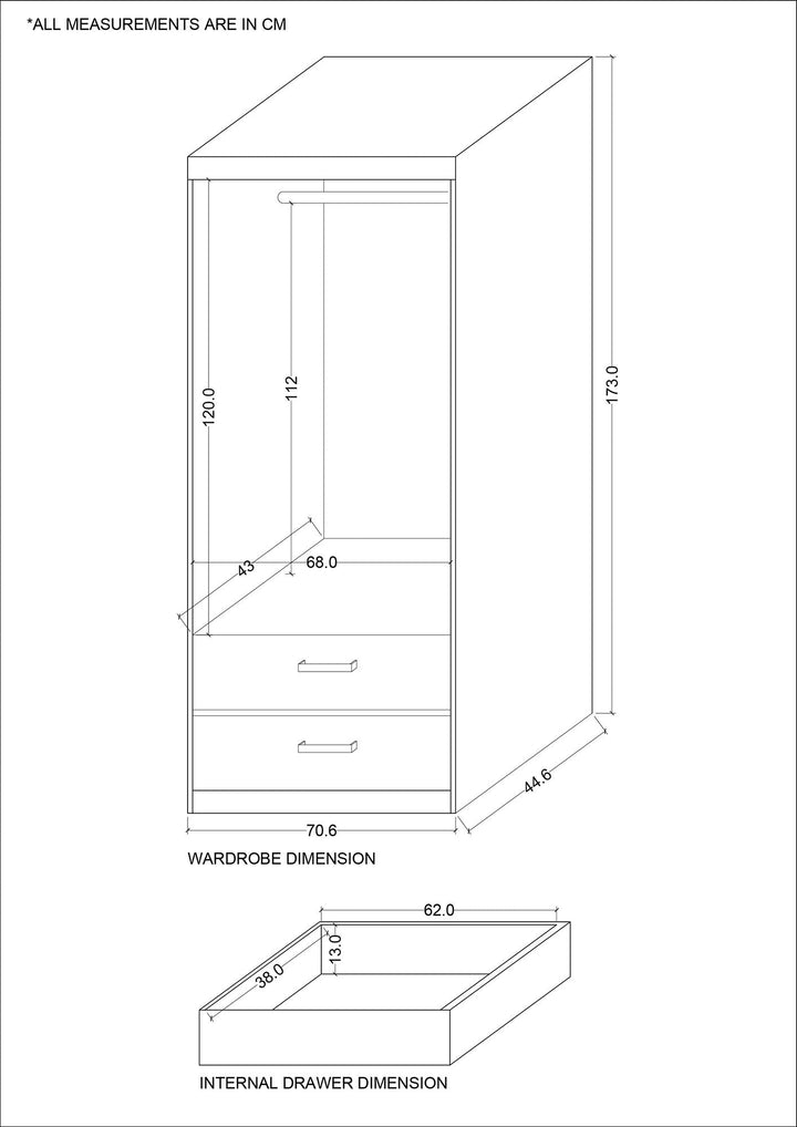 ELIFEL Swing Door Wardrobe - Lian Star