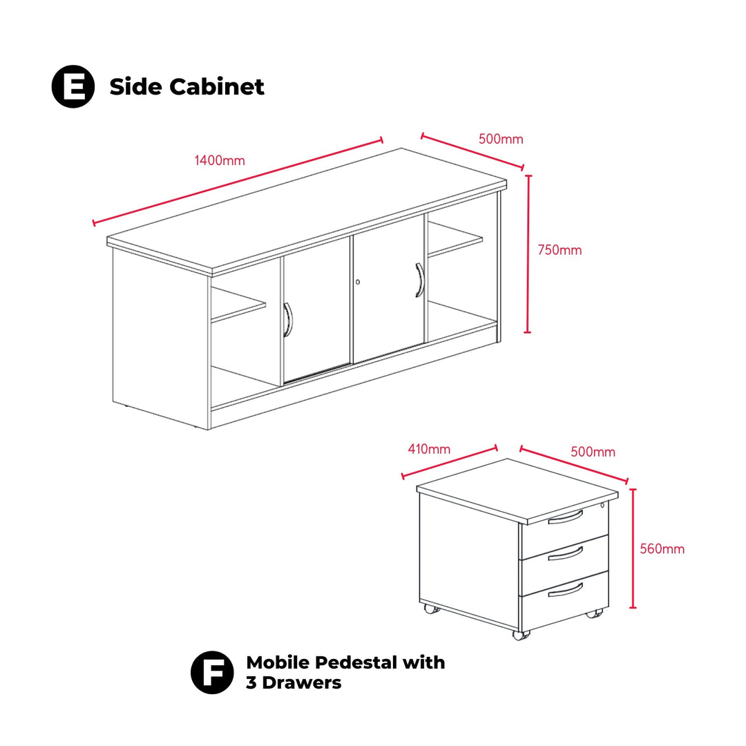 JUPITER Director Table with Cabinet - Lian Star