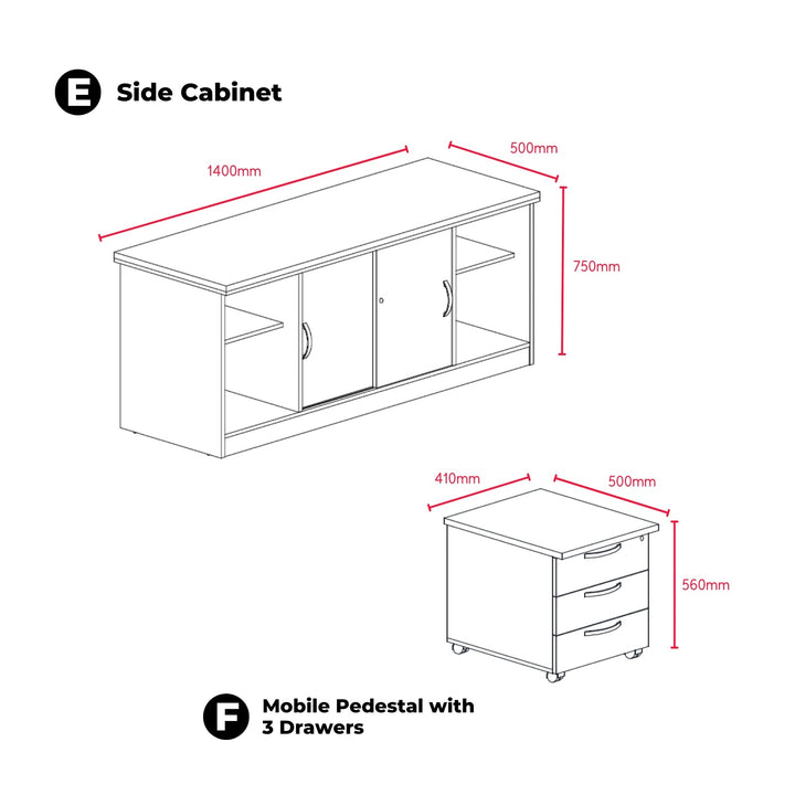 JUPITER Director Table with Cabinet - Lian Star