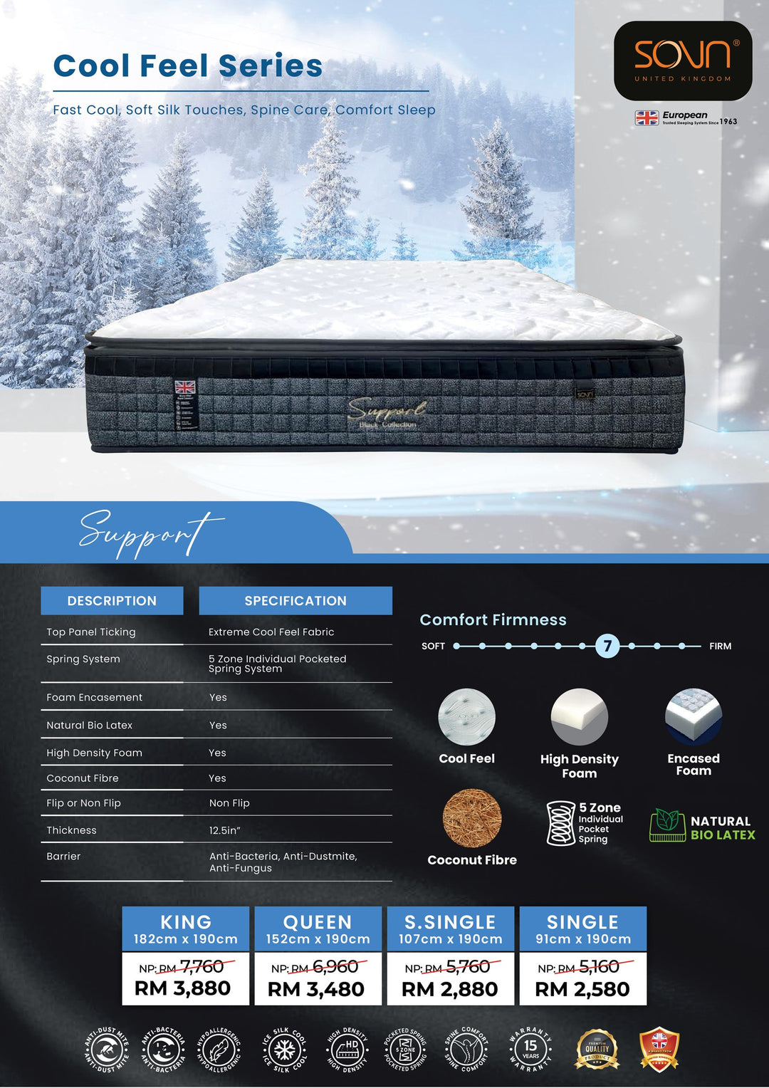 Sovn Support Cool Feel Black Collection mattress catalogue