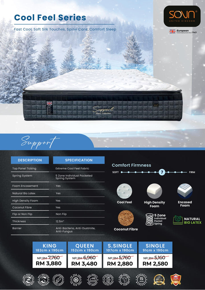 Sovn Support Cool Feel Black Collection mattress catalogue