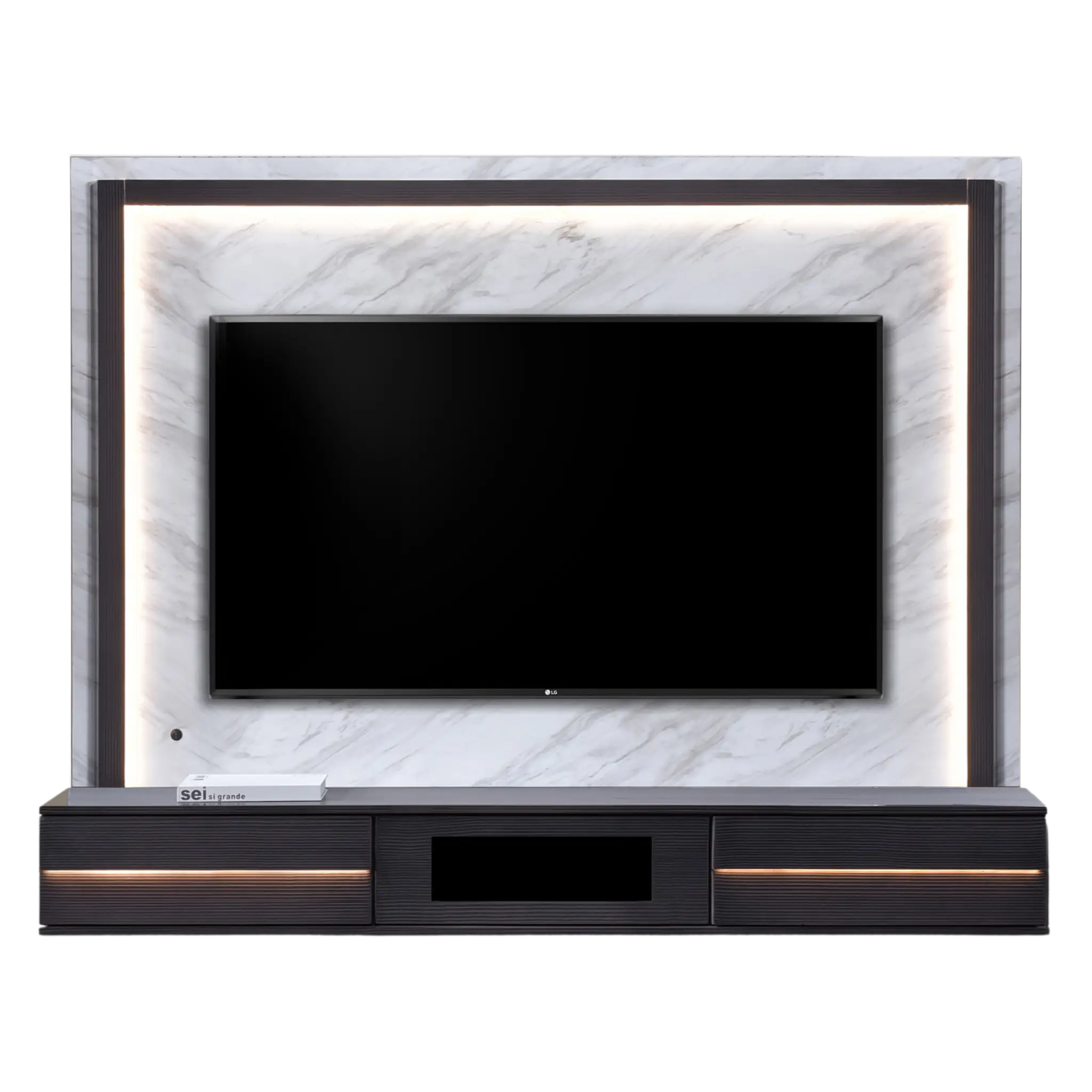 FRAME Kabinet TV Dinding 6 kaki dengan LED