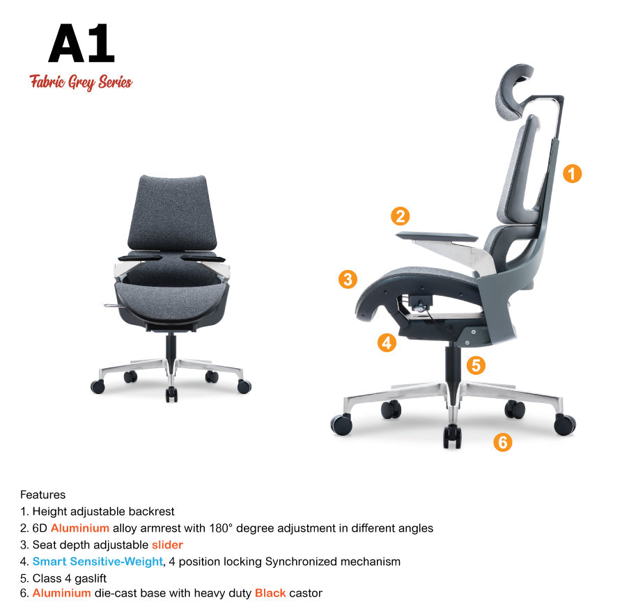 A1 Premium Ergonomic Chair - Lian Star
