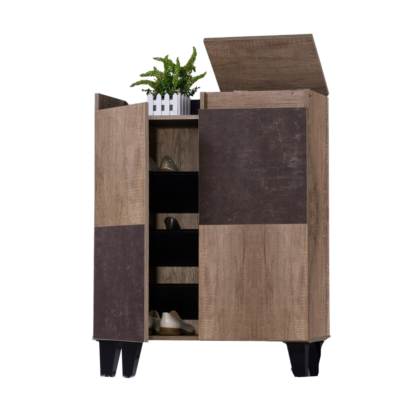 FOOTMATE 2 Door Wooden Shoe Cabinet - Lian Star