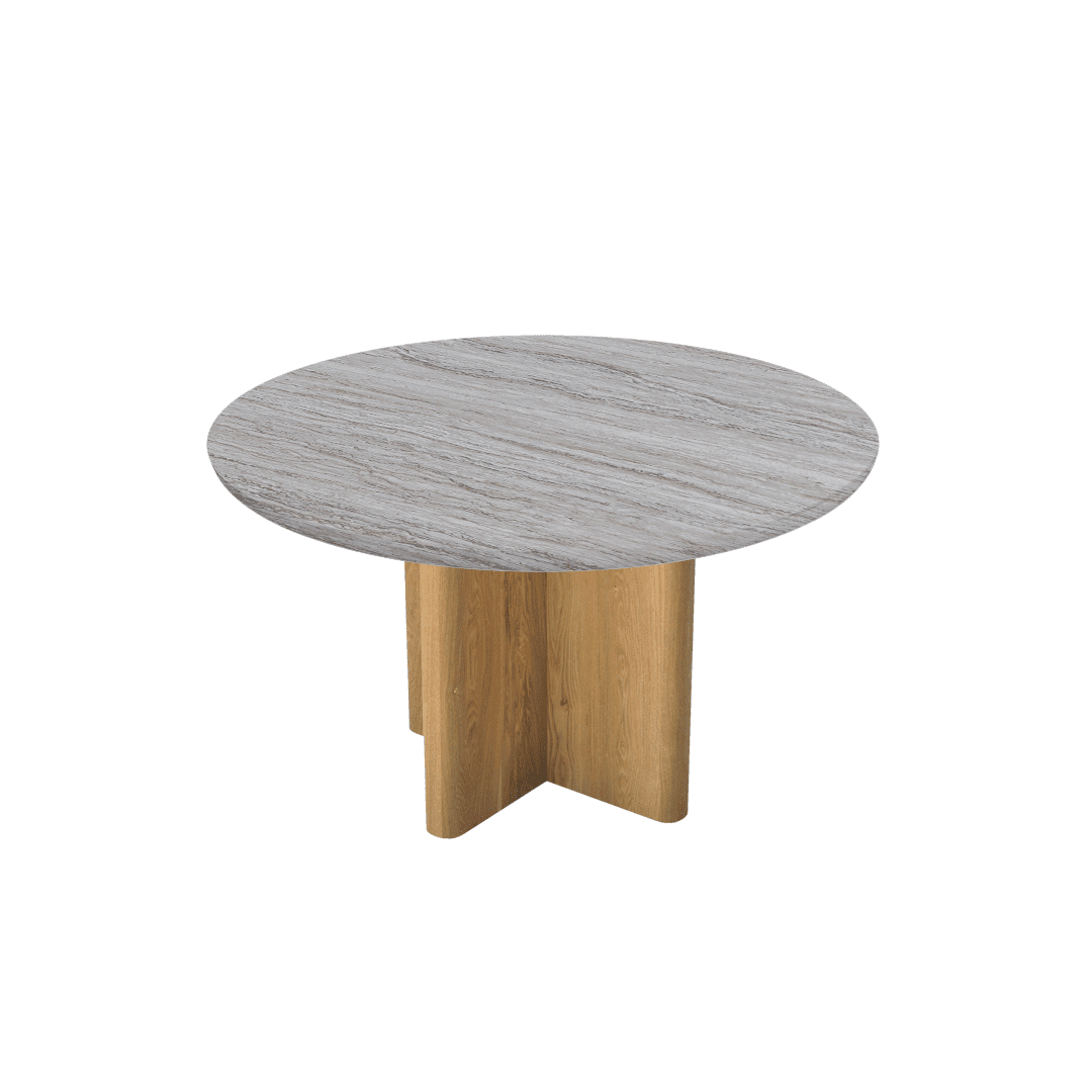 Round Marble Dining Table Ø1.3m | Ash Wood Cross Base