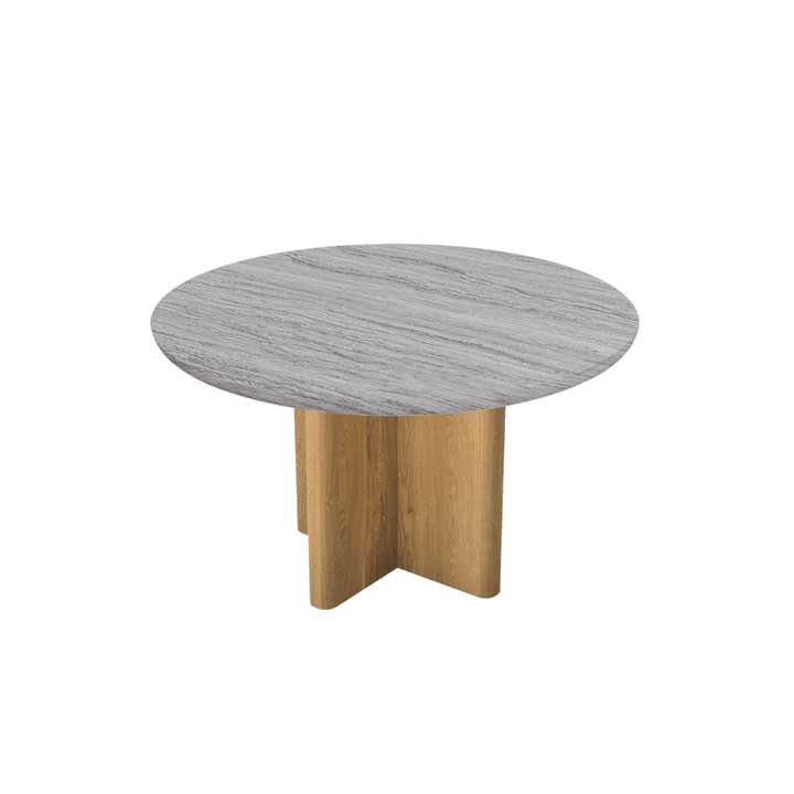 Round Marble Dining Table Ø1.3m | Ash Wood Cross Base