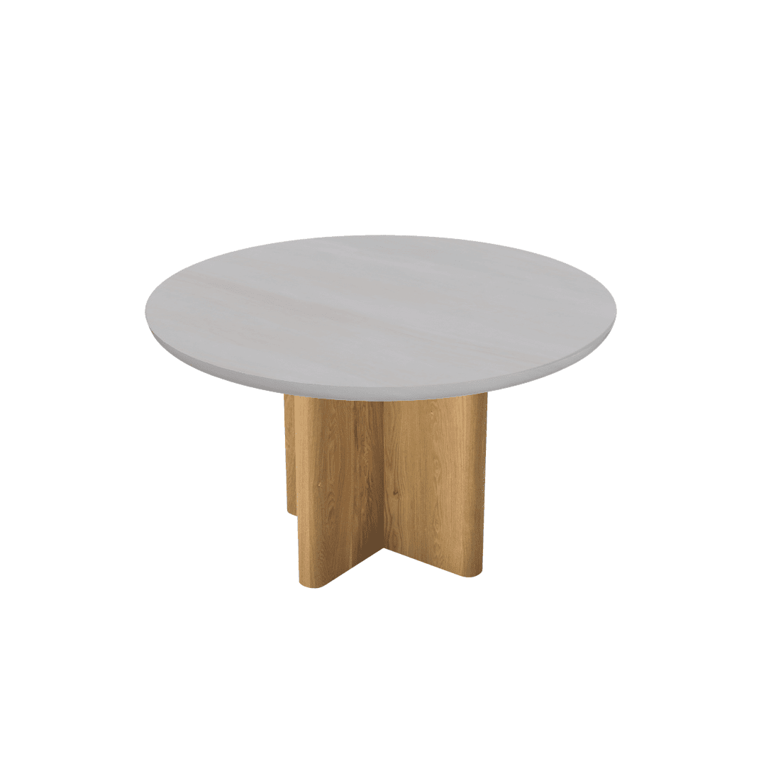 Round Marble Dining Table Ø1.3m | Ash Wood Cross Base