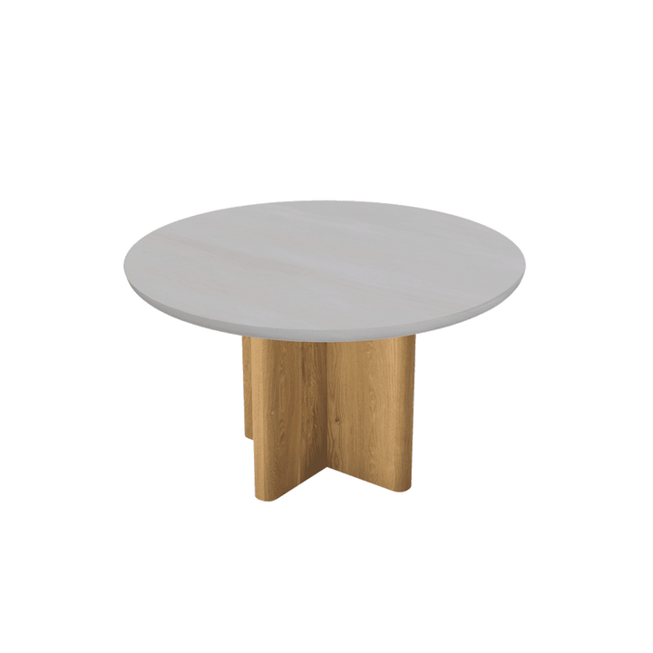 Round Marble Dining Table Ø1.3m | Ash Wood Cross Base