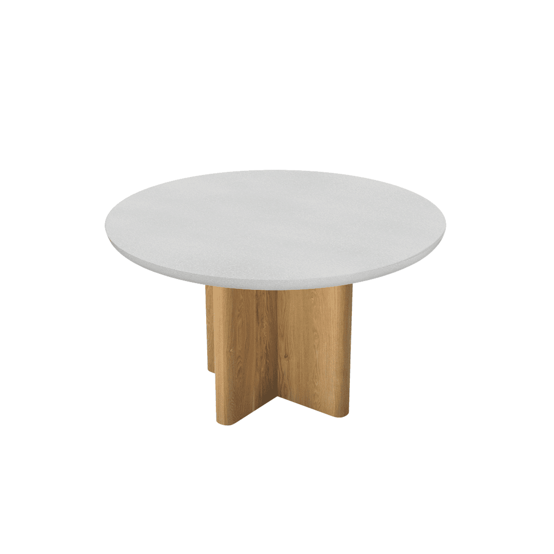 Round Marble Dining Table Ø1.3m | Ash Wood Cross Base