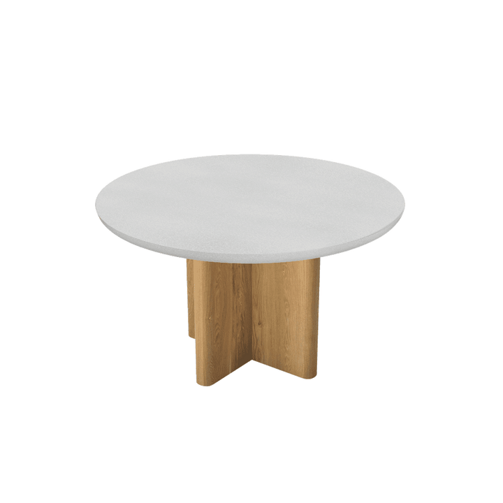 Round Marble Dining Table Ø1.3m | Ash Wood Cross Base