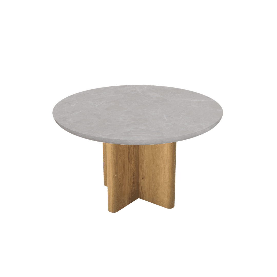 Round Marble Dining Table Ø1.3m | Ash Wood Cross Base