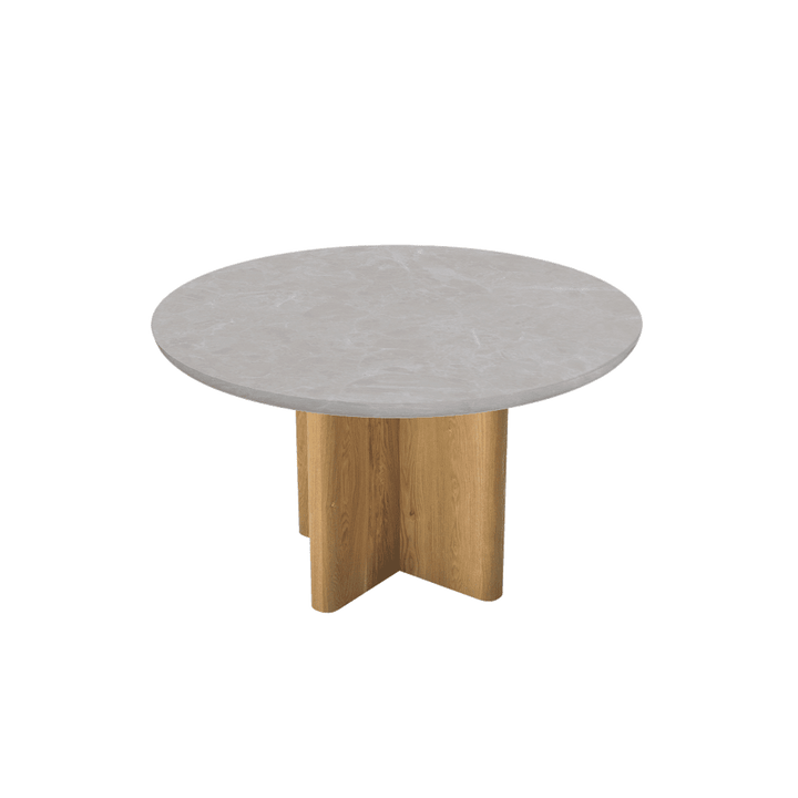 Round Marble Dining Table Ø1.3m | Ash Wood Cross Base