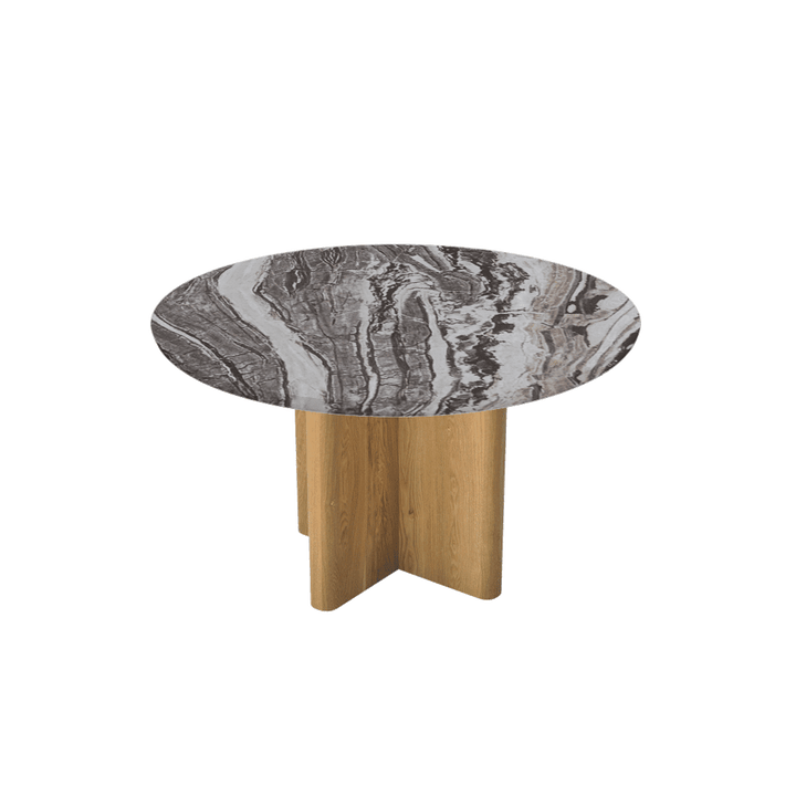 Round Marble Dining Table Ø1.3m | Ash Wood Cross Base