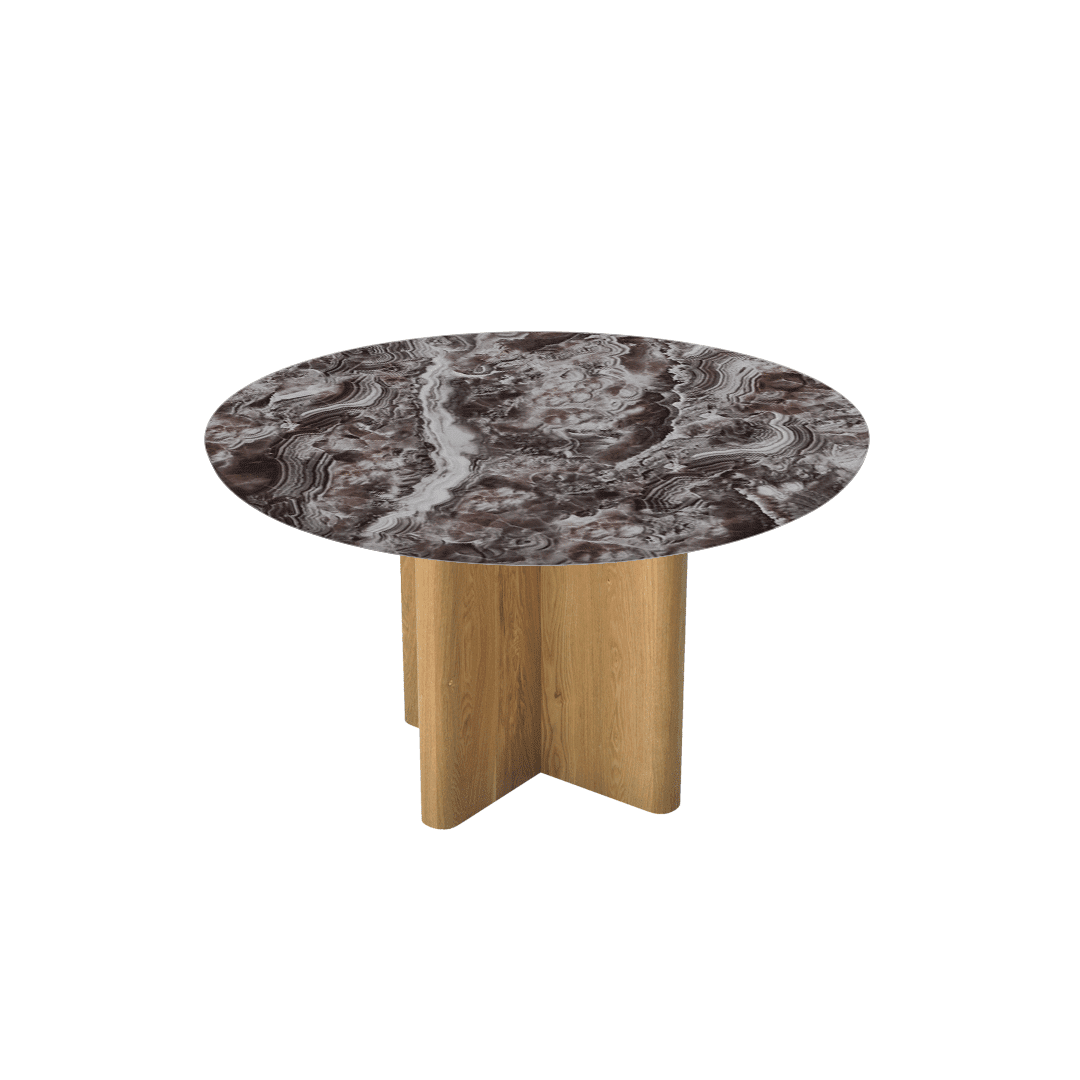 Round Marble Dining Table Ø1.3m | Ash Wood Cross Base