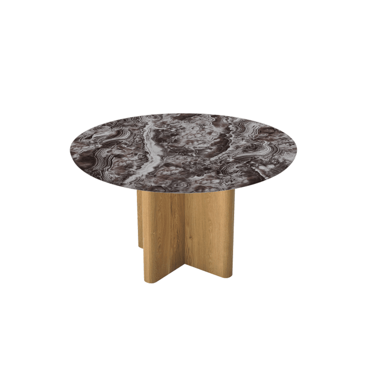 Round Marble Dining Table Ø1.3m | Ash Wood Cross Base
