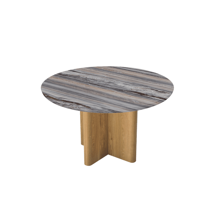 Round Marble Dining Table Ø1.3m | Ash Wood Cross Base