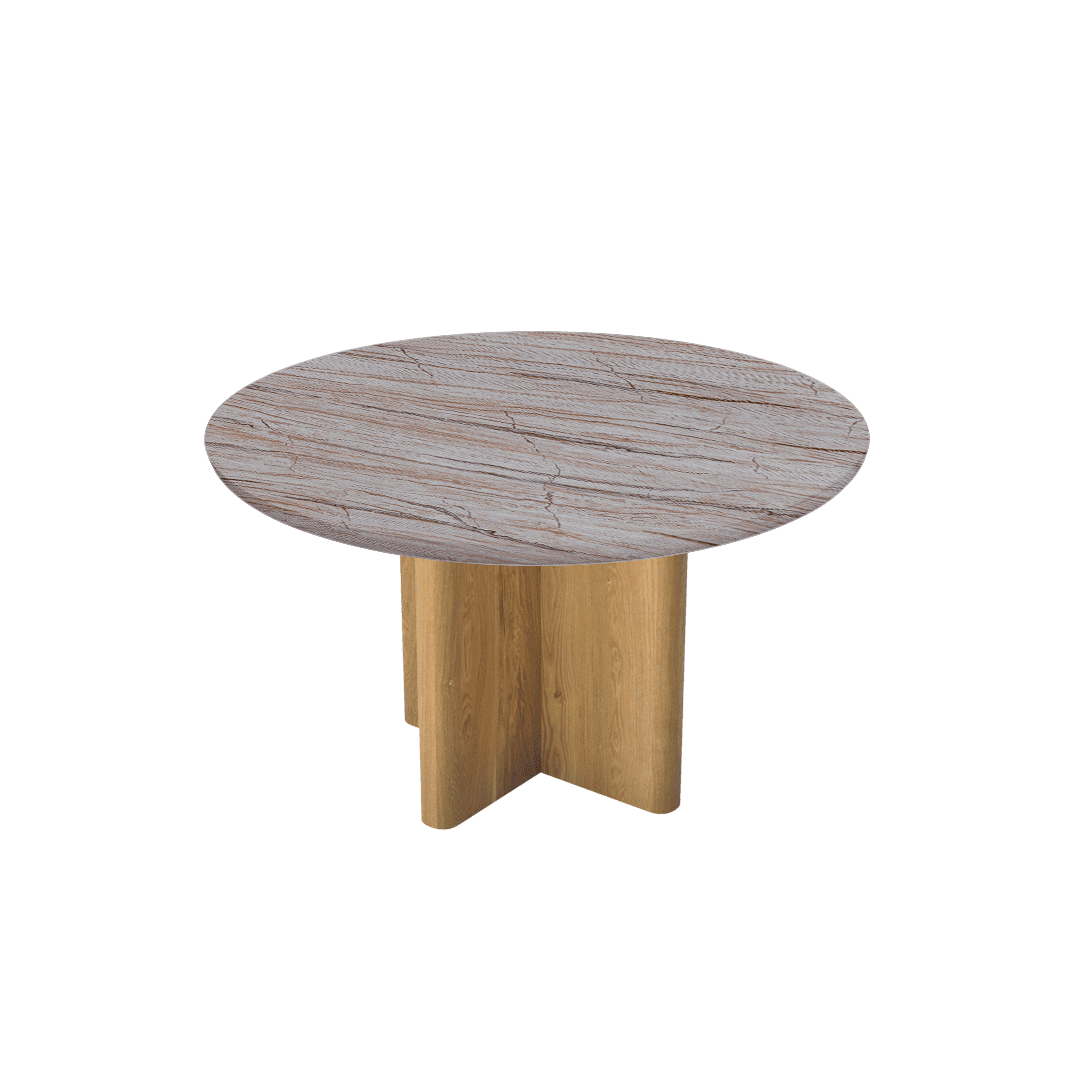 Round Marble Dining Table Ø1.3m | Ash Wood Cross Base