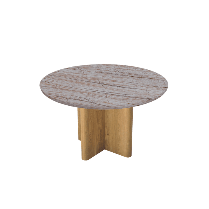 Round Marble Dining Table Ø1.3m | Ash Wood Cross Base