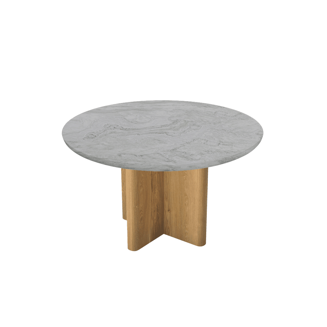 Round Marble Dining Table Ø1.3m | Ash Wood Cross Base
