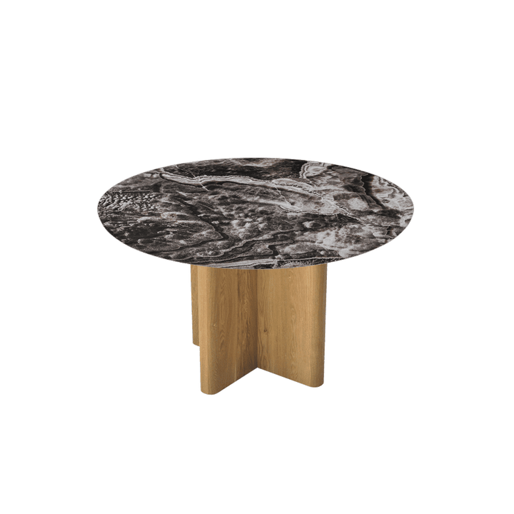 Round Marble Dining Table Ø1.3m | Ash Wood Cross Base