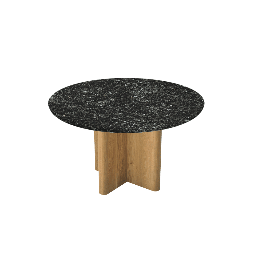 Round Marble Dining Table Ø1.3m | Ash Wood Cross Base