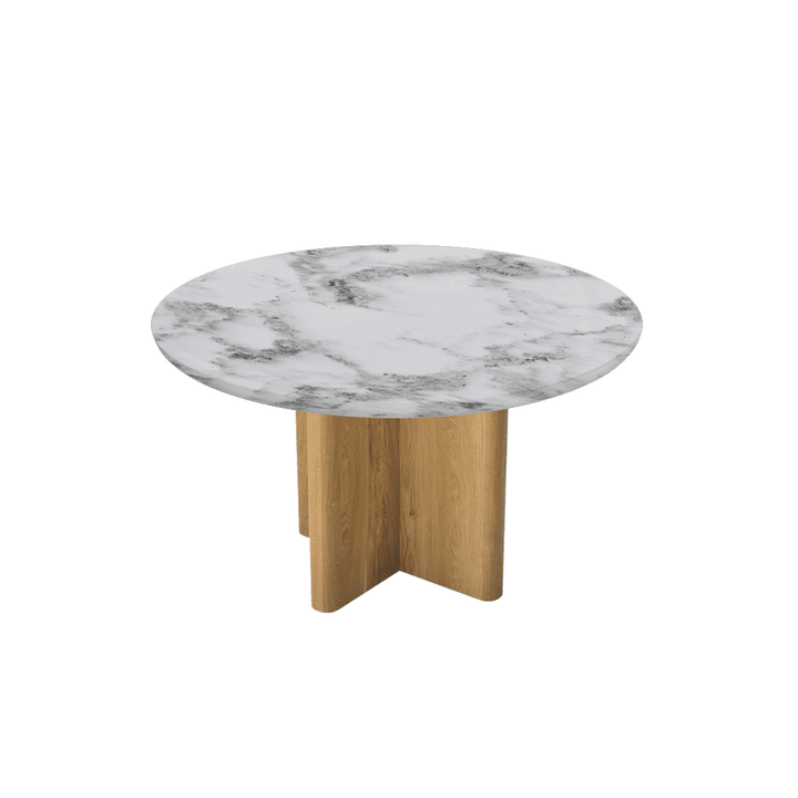 Round Marble Dining Table Ø1.3m | Ash Wood Cross Base