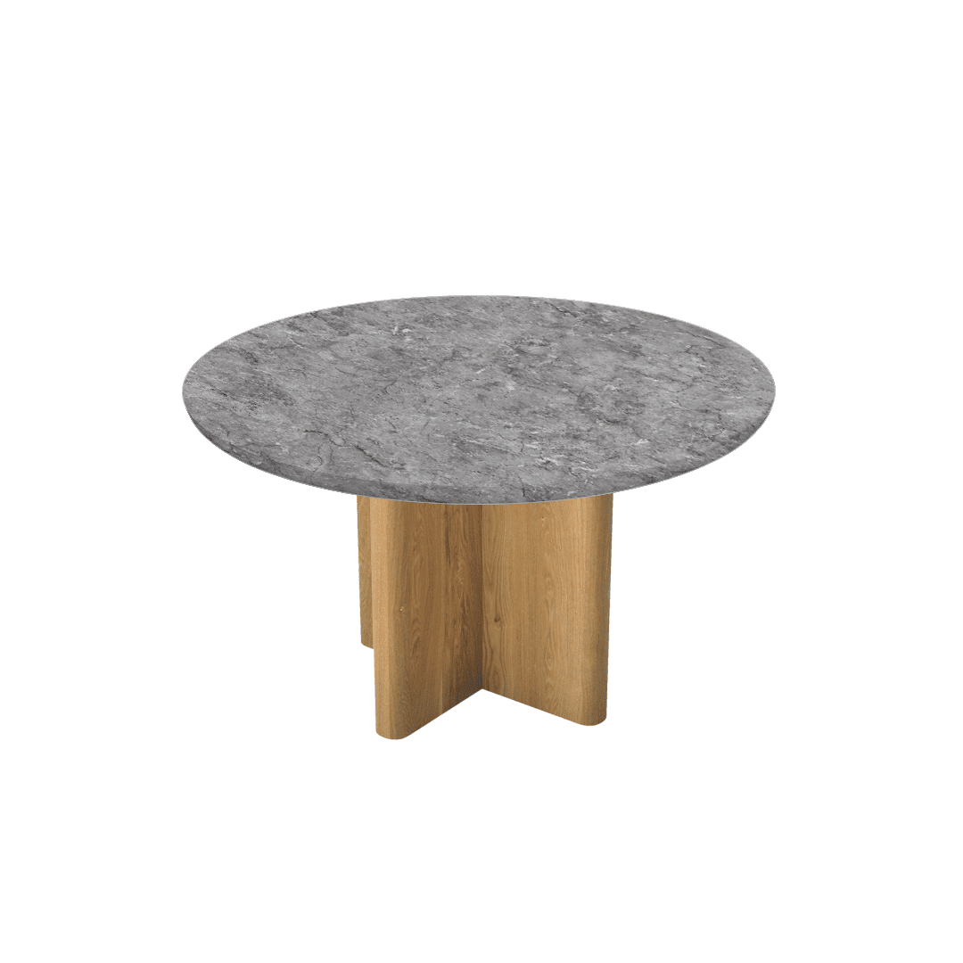 Round Marble Dining Table Ø1.3m | Ash Wood Cross Base