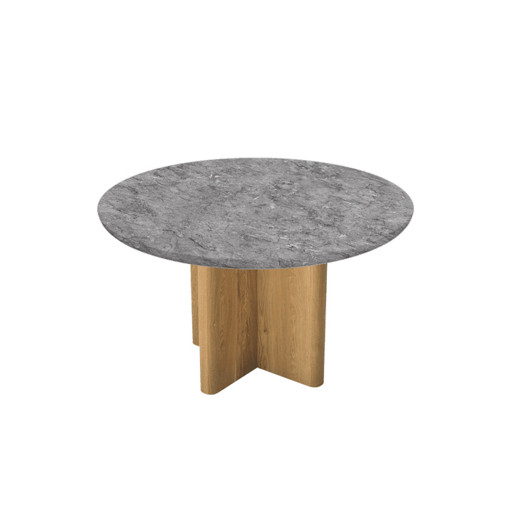 Round Marble Dining Table Ø1.3m | Ash Wood Cross Base