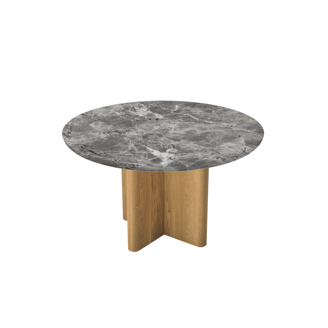Round Marble Dining Table Ø1.3m | Ash Wood Cross Base