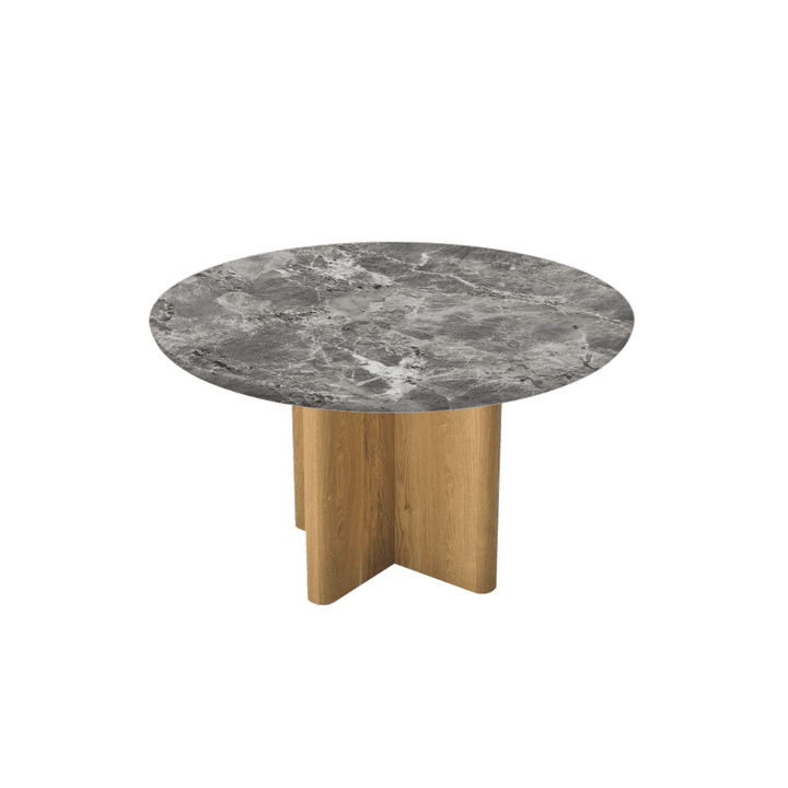 Round Marble Dining Table Ø1.3m | Ash Wood Cross Base