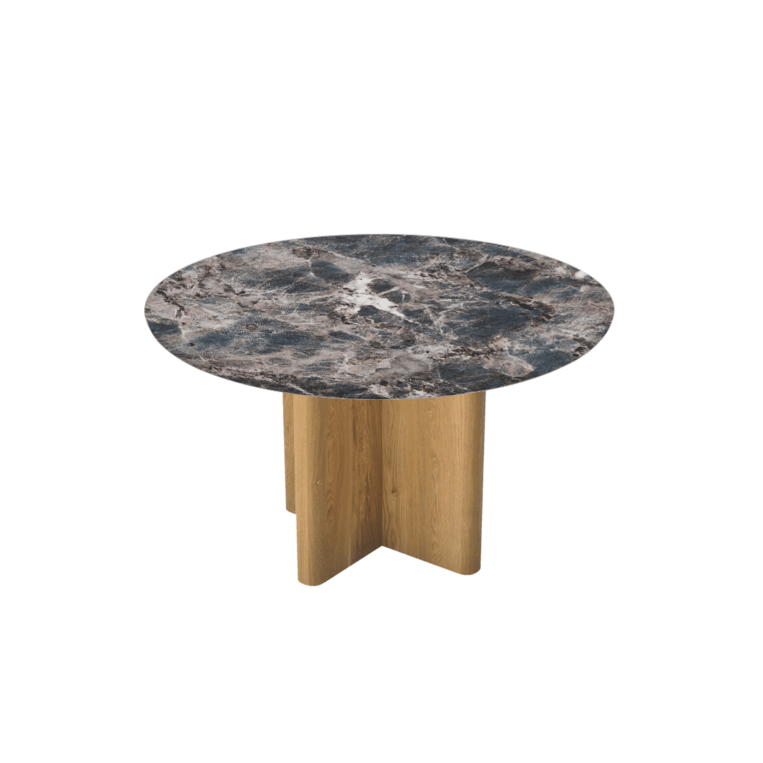 Round Marble Dining Table Ø1.3m | Ash Wood Cross Base