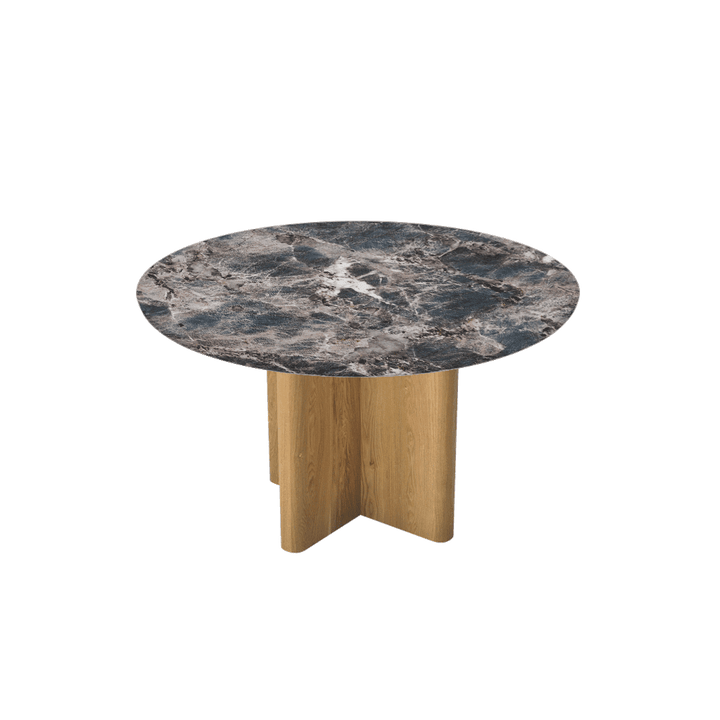 Round Marble Dining Table Ø1.3m | Ash Wood Cross Base