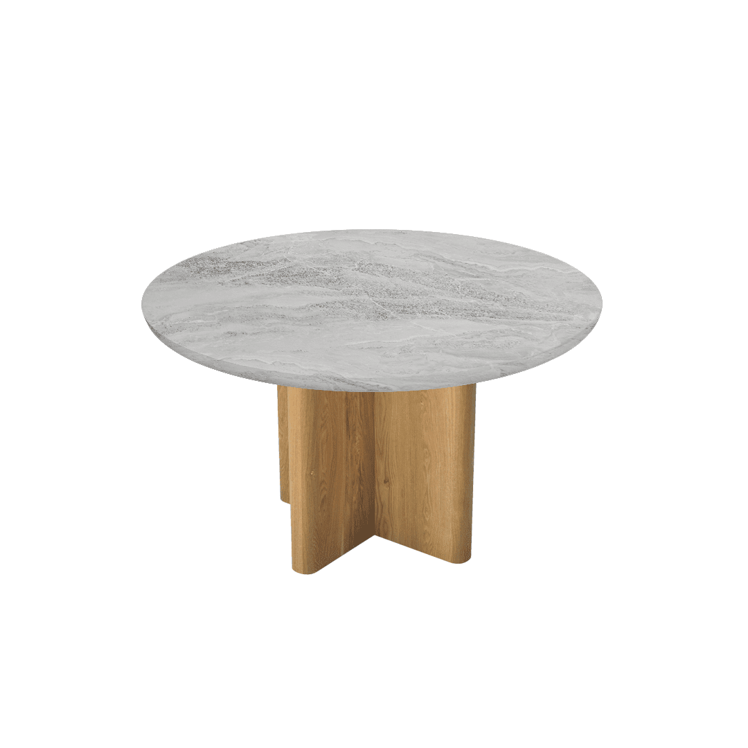 Round Marble Dining Table Ø1.3m | Ash Wood Cross Base