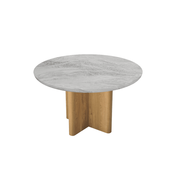 Round Marble Dining Table Ø1.3m | Ash Wood Cross Base