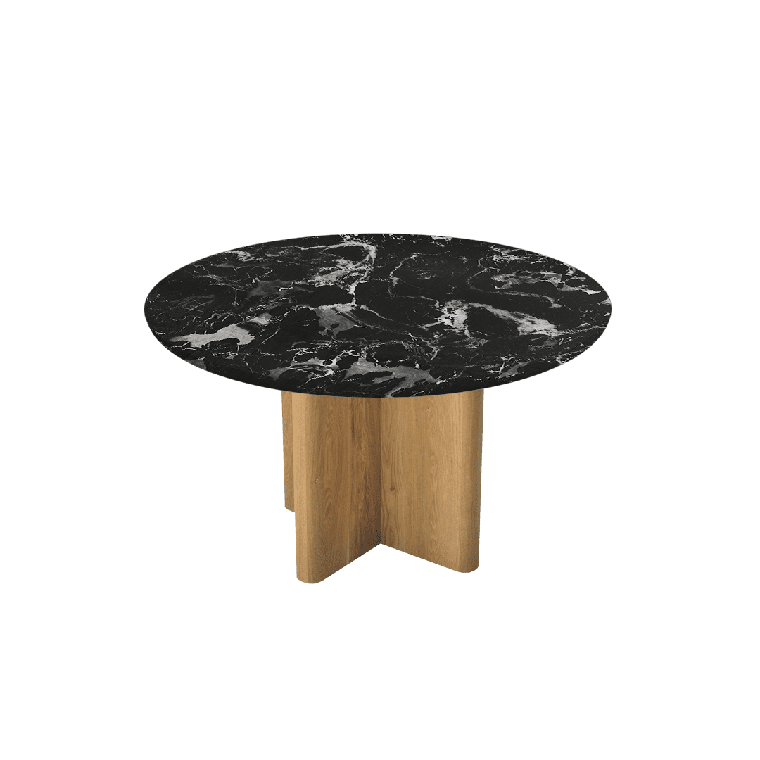 Round Marble Dining Table Ø1.3m | Ash Wood Cross Base
