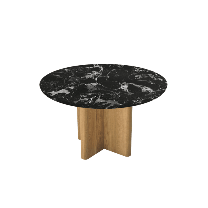 Round Marble Dining Table Ø1.3m | Ash Wood Cross Base
