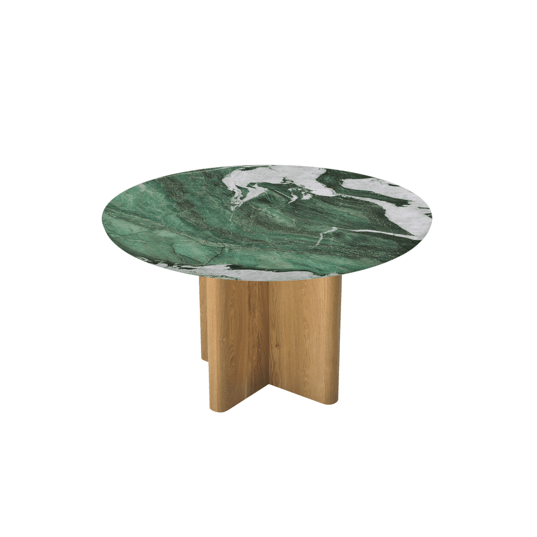 Round Marble Dining Table Ø1.3m | Ash Wood Cross Base