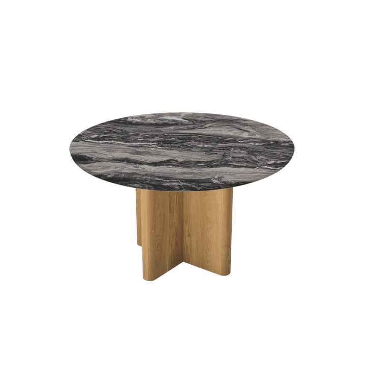 Round Marble Dining Table Ø1.3m | Ash Wood Cross Base