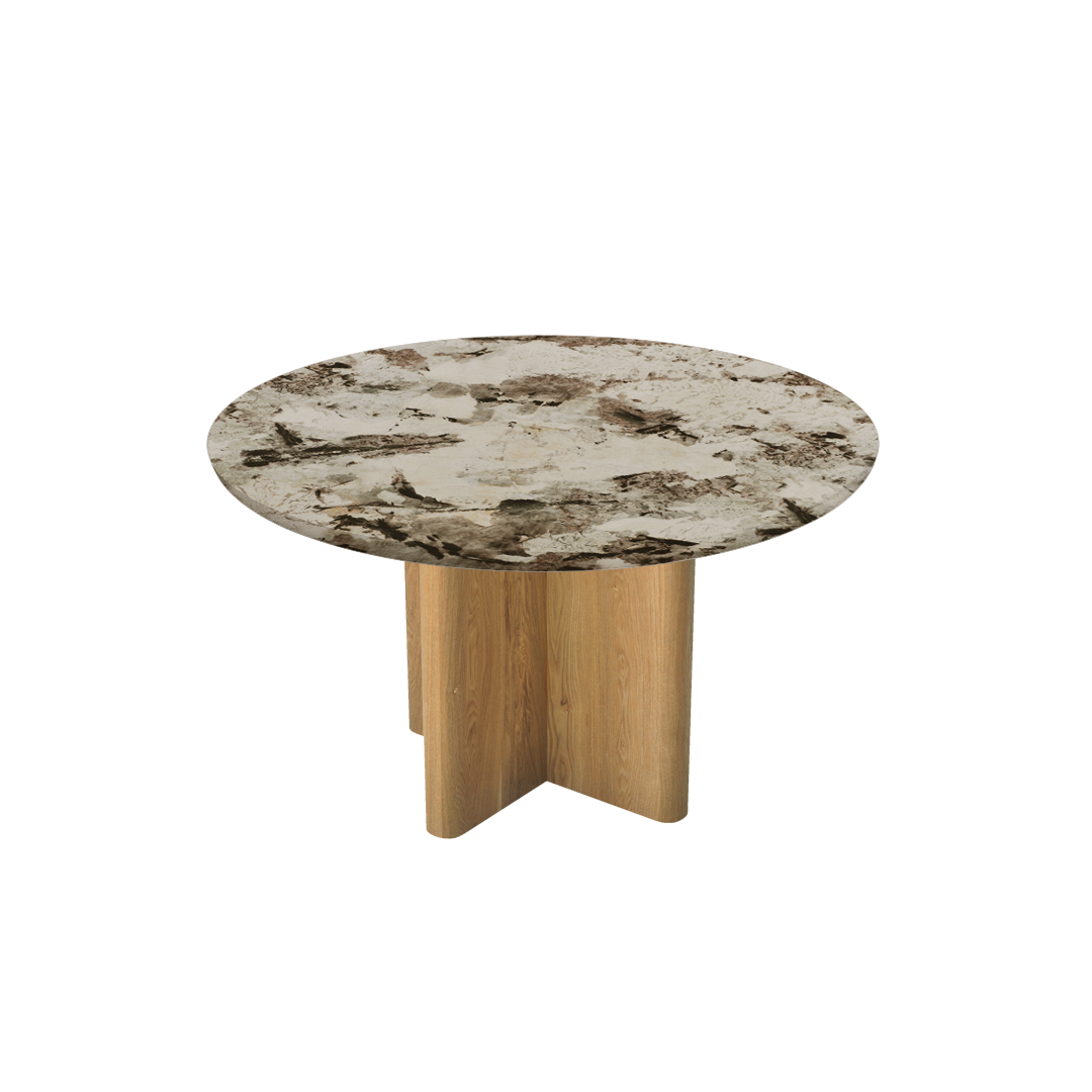 Round Marble Dining Table Ø1.3m | Ash Wood Cross Base