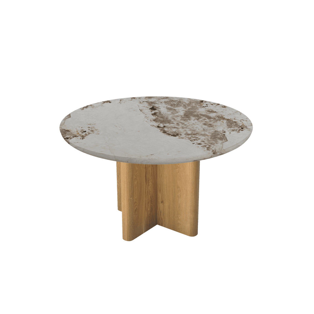 Round Marble Dining Table Ø1.3m | Ash Wood Cross Base
