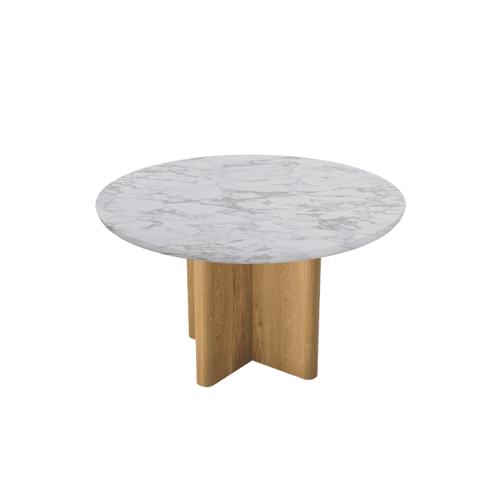 Round Marble Dining Table Ø1.3m | Ash Wood Cross Base