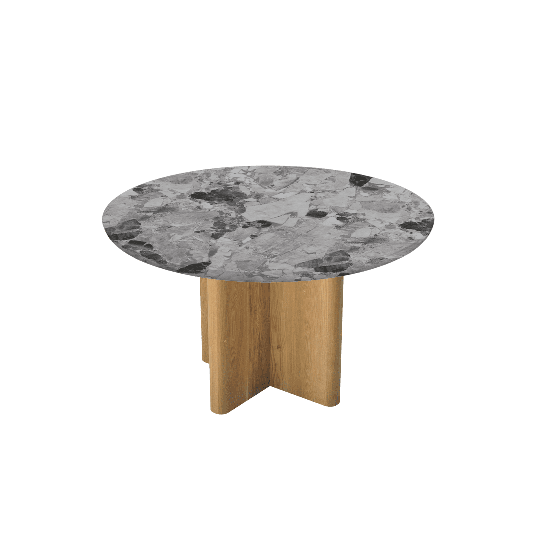 Round Marble Dining Table Ø1.3m | Ash Wood Cross Base