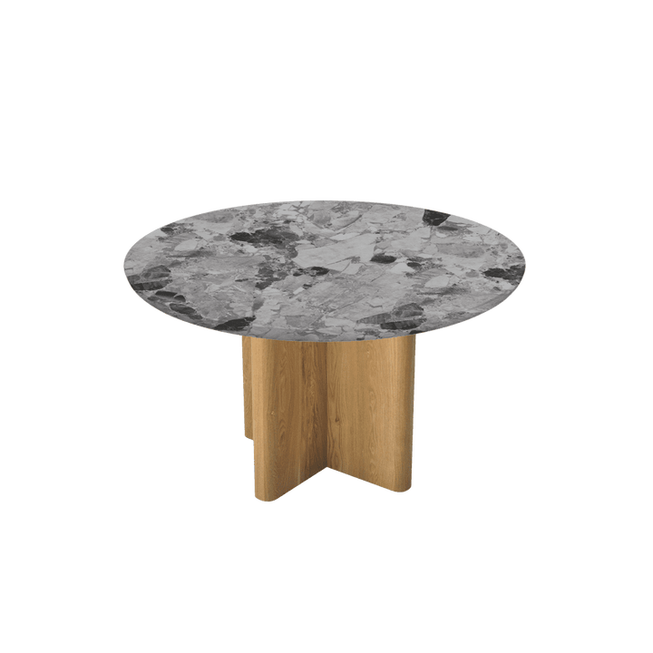 Round Marble Dining Table Ø1.3m | Ash Wood Cross Base