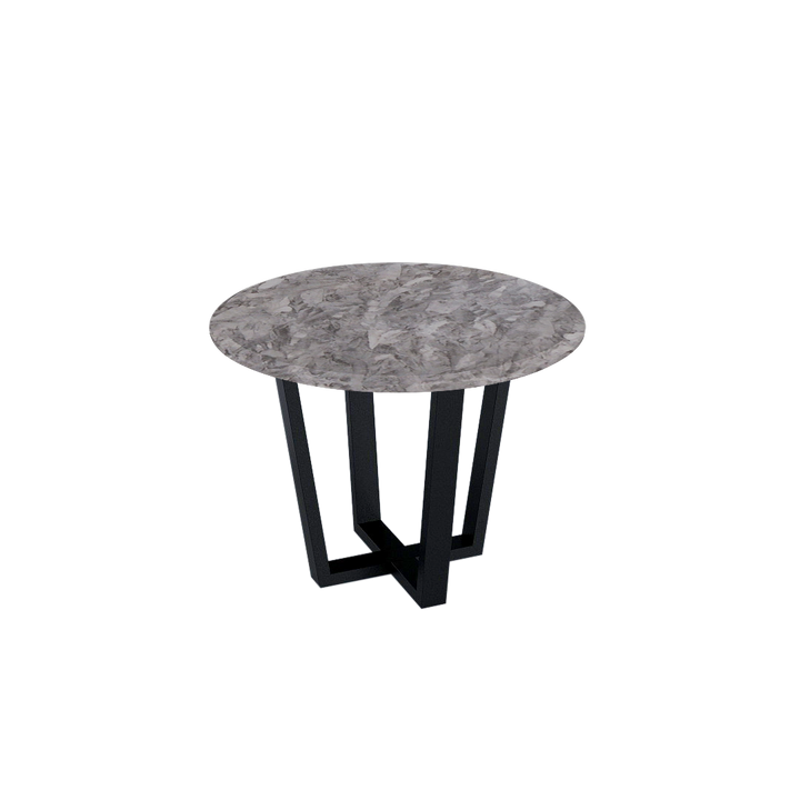 Round Marble Dining Table Ø1.0m (4-seater) | Black Metal Square-Frame Base
