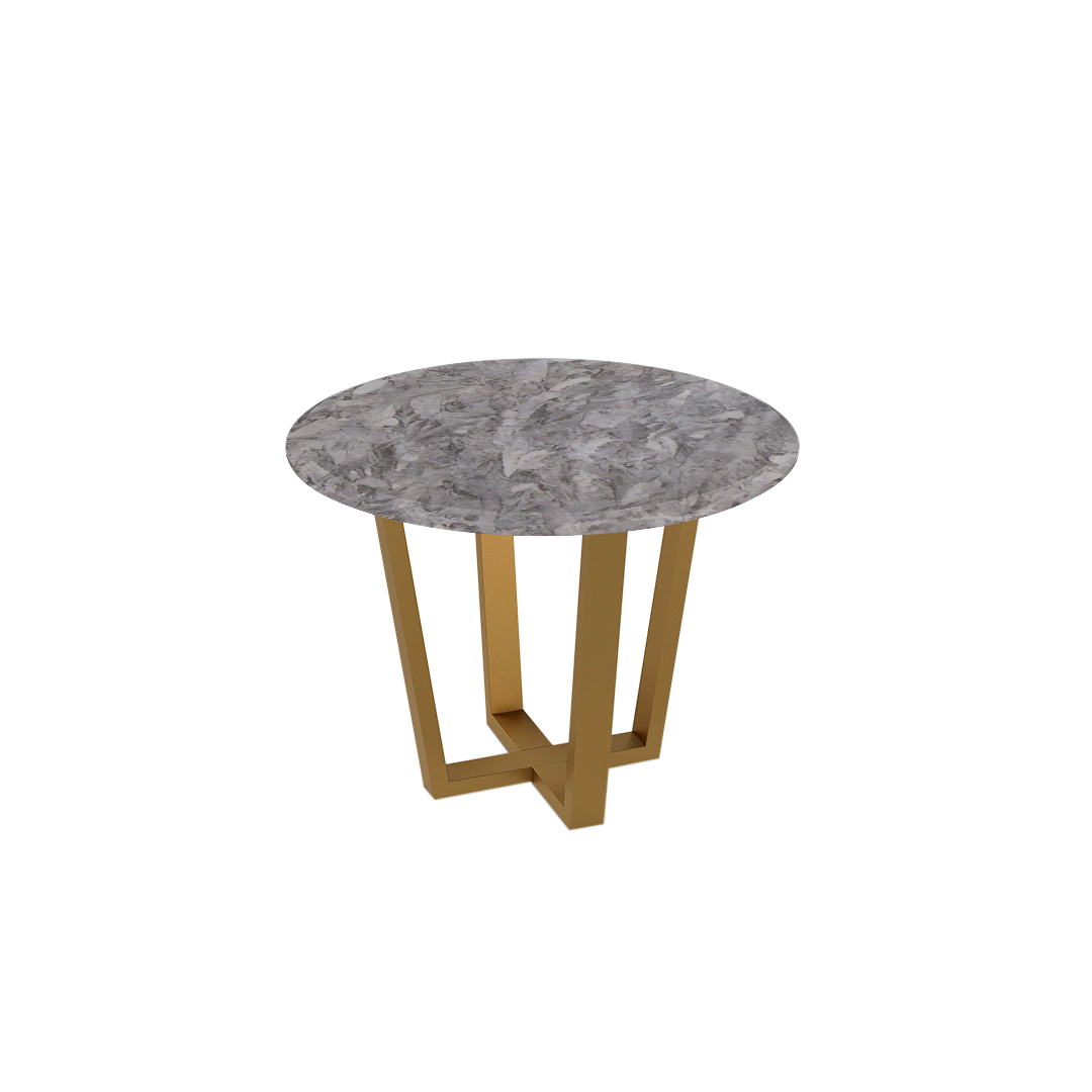 Round Marble Dining Table Ø1.0m (4-seater) | Gold Metal Square-Frame Base