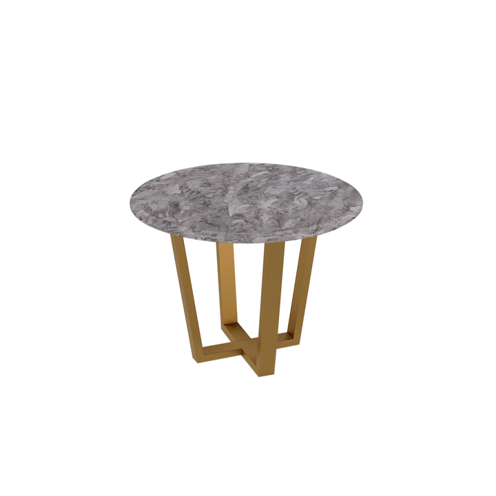 Round Marble Dining Table Ø1.0m (4-seater) | Gold Metal Square-Frame Base