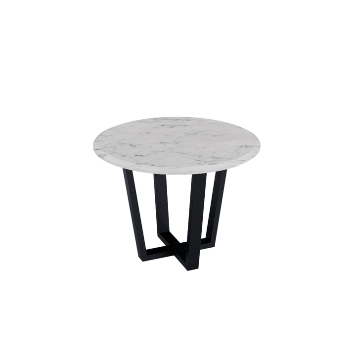 Round Marble Dining Table Ø1.0m (4-seater) | Black Metal Square-Frame Base