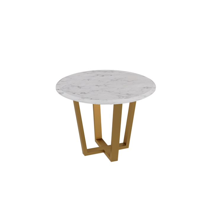Round Marble Dining Table Ø1.0m (4-seater) | Gold Metal Square-Frame Base