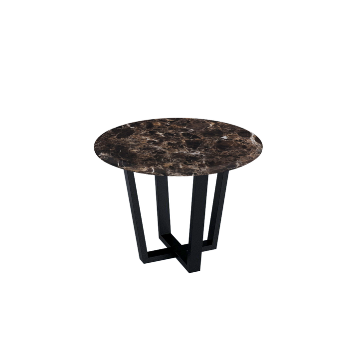Round Marble Dining Table Ø1.0m (4-seater) | Black Metal Square-Frame Base