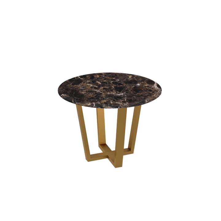 Round Marble Dining Table Ø1.0m (4-seater) | Gold Metal Square-Frame Base